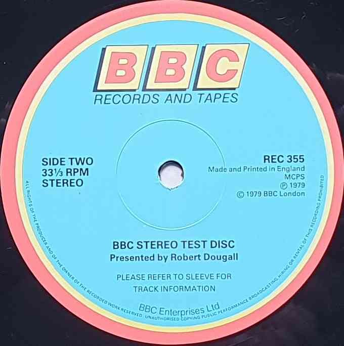 REC 355 BBC stereo test disc Robert Dougall from the BBC records and Tapes library Label